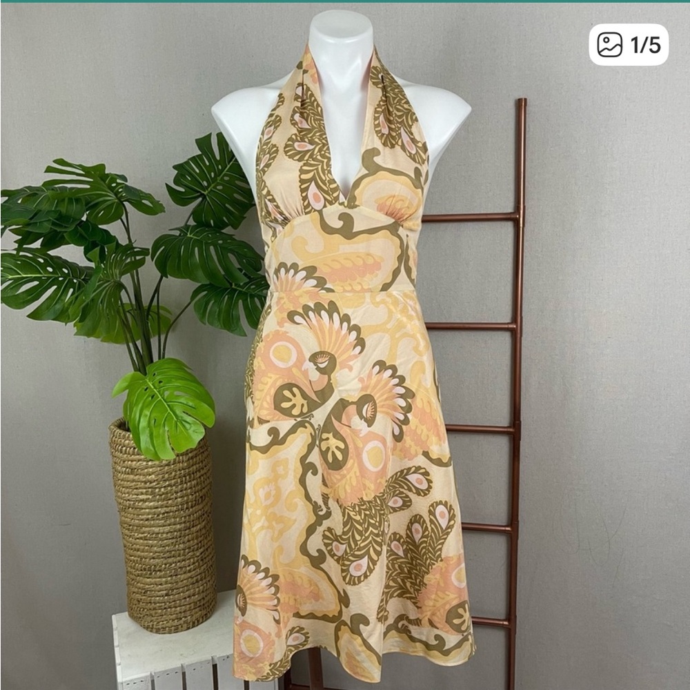 Rare Vintage Laundry by Shelli Segal Silk Paisley Halter Dress (Sz 6)